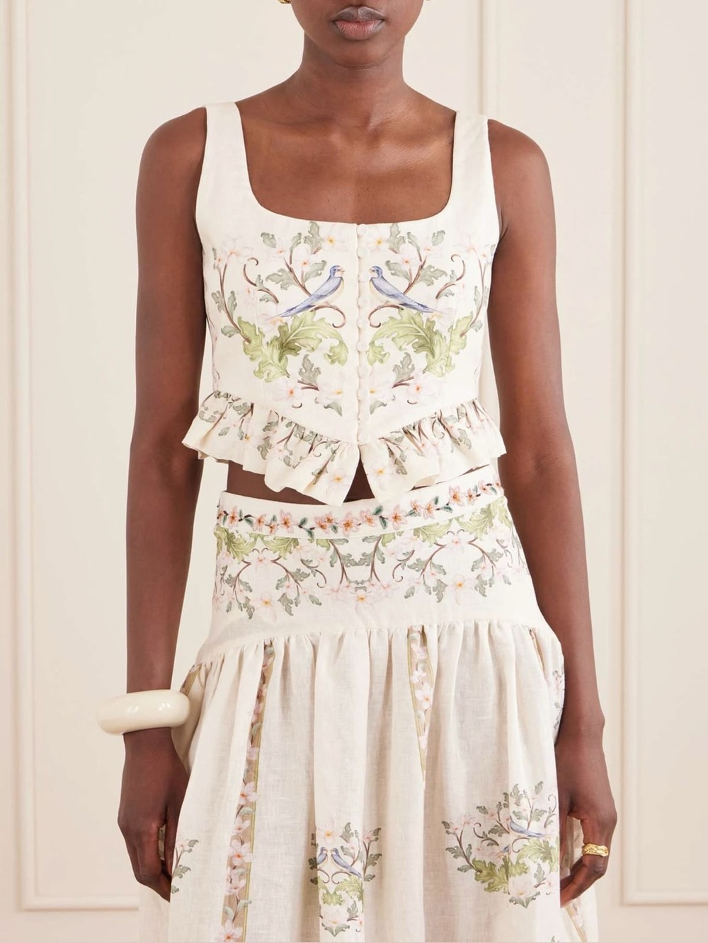 Agua by Agua Bendita Pink Embroidered Floral Bustier Top